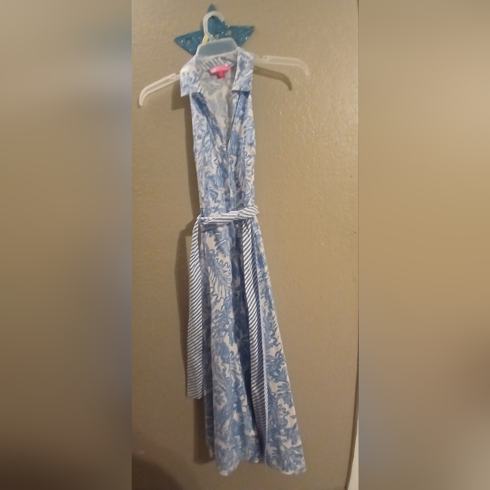 Elegant Lilly Pulitzer Chrisella Stretch Shirtdress Aqua Dress - Picture 6 of 7